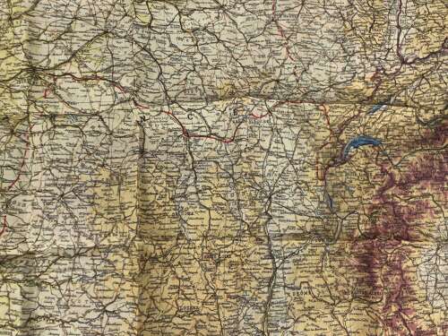 WW2 D-Day RAF Special Forces Silk Escape Map ' Zones of France & Normandy March 1944