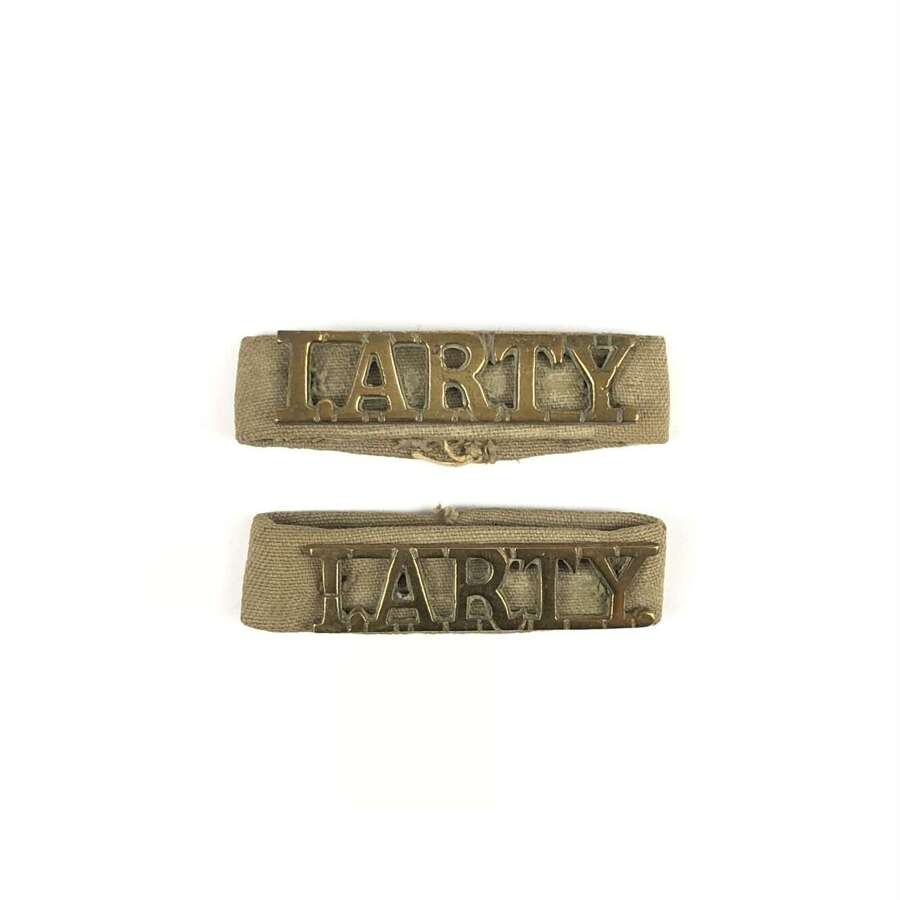 WW2 Indian Artillery Brass KD Slip on Titles.