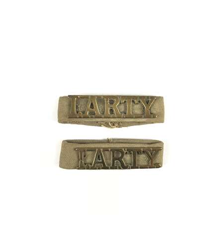 WW2 Indian Artillery Brass KD Slip on Titles.