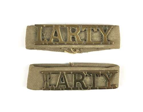 WW2 Indian Artillery Brass KD Slip on Titles.
