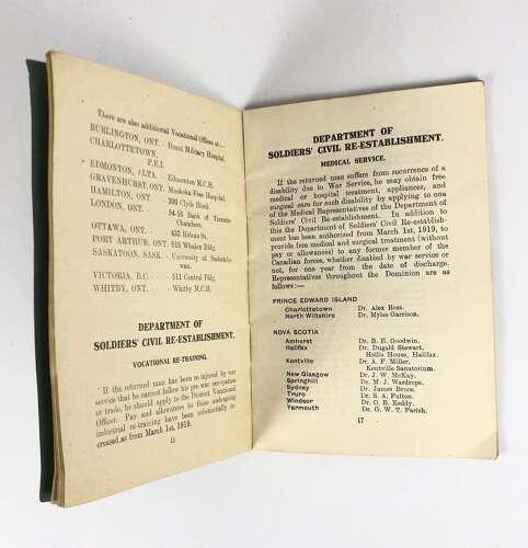 WW1 Canada Returned Soldiers Handbook