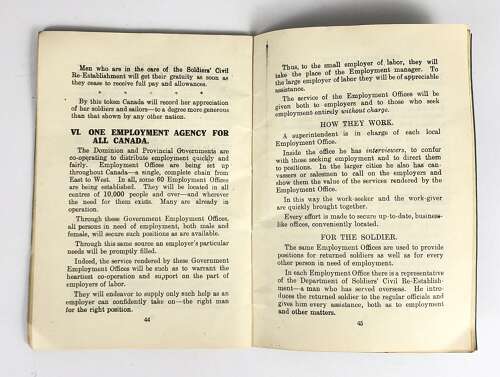 WW1 Canada Returned Soldiers Handbook