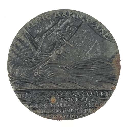 RMS Lusitania Cunard Line commemorative medal case and certificate