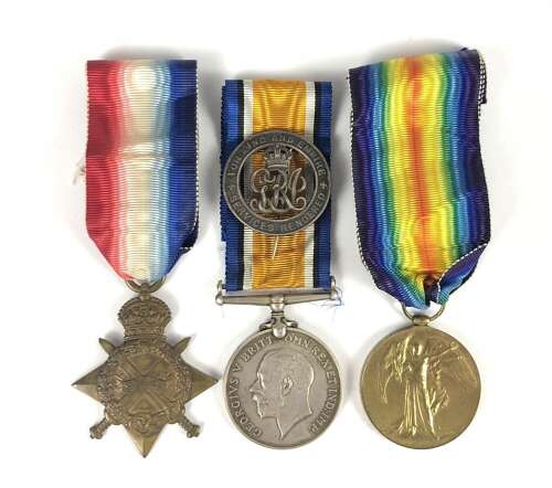 WW1 Seaforth Highlanders Trio and Silver War Badge.