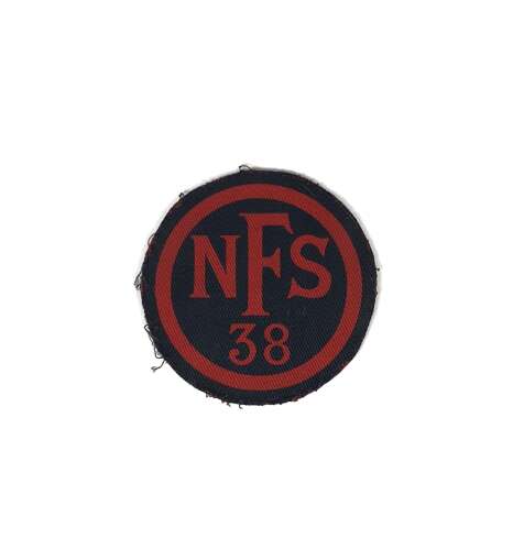 WW2 NFS 38 (London Wimbledon) circular red on navy printed cloth breast badge