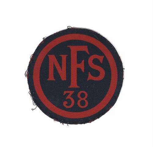 WW2 NFS 38 (London Wimbledon) circular red on navy printed cloth breast badge