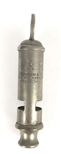 WW2 ARP Home Front Whistle by J Hudson Birmingham.