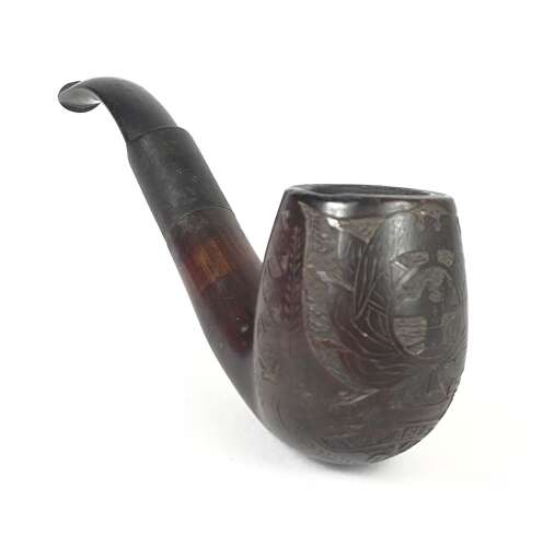 Boer War 5th Dragoon Guards Boer POW Carved Pipe.